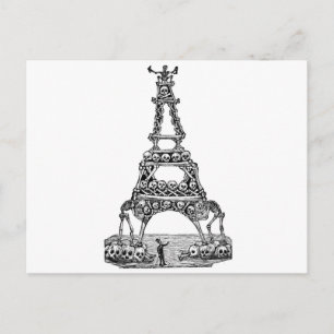 Cartão Postal Calavera da Torre Eiffel c. final dos anos 1800