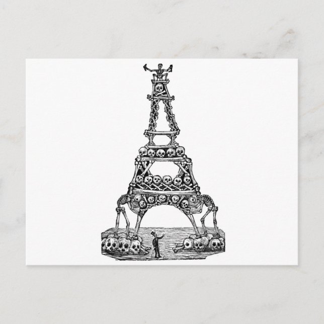 Cartão Postal Calavera da Torre Eiffel c. final dos anos 1800 (Frente)