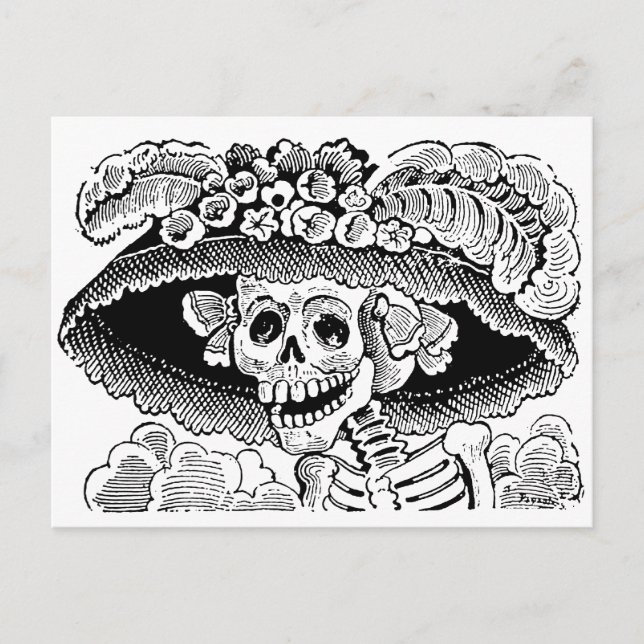 Cartão Postal Calavera Garbancera por José Guadalupe Posada (Frente)