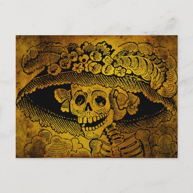 Cartão Postal Calavera Garbancera por José Guadalupe Posada (Frente)
