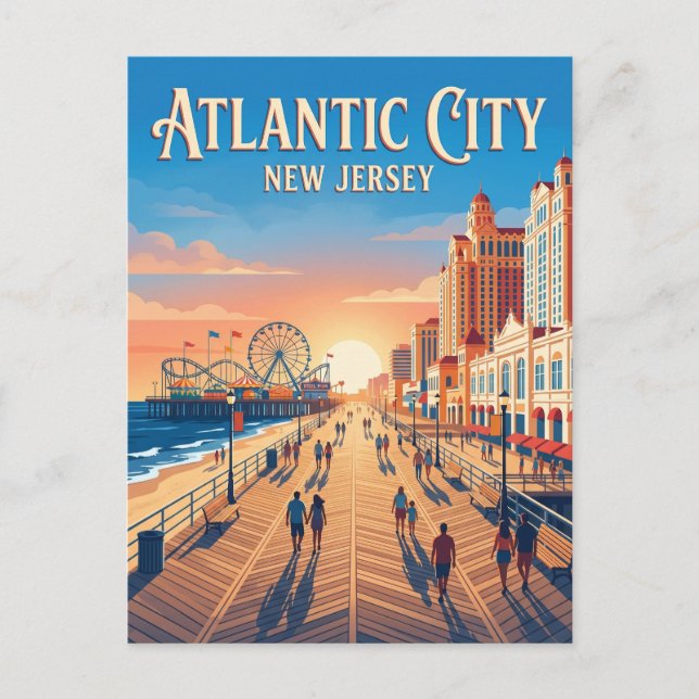 Cartão Postal Calçada de Atlantic City EUA (Frente)
