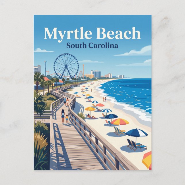 Cartão Postal Calçada de Myrtle Beach EUA (Frente)