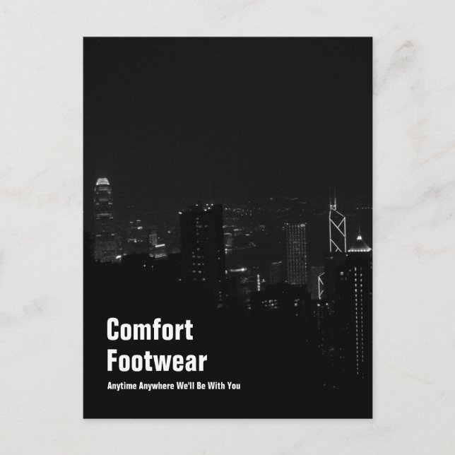 Cartão Postal Calçado de conforto na Visão Noturna de Hong Kong (Frente)
