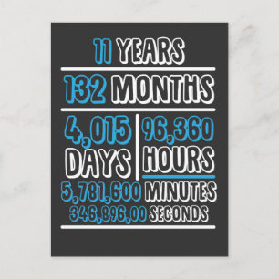 Cartão Postal Cálculo de 11 anos Aniversário Aniversário Anivers