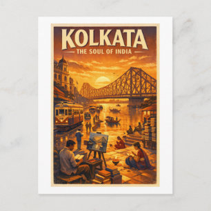 Cartão Postal Calcutá, Índia, em uma clássica viagem retrô