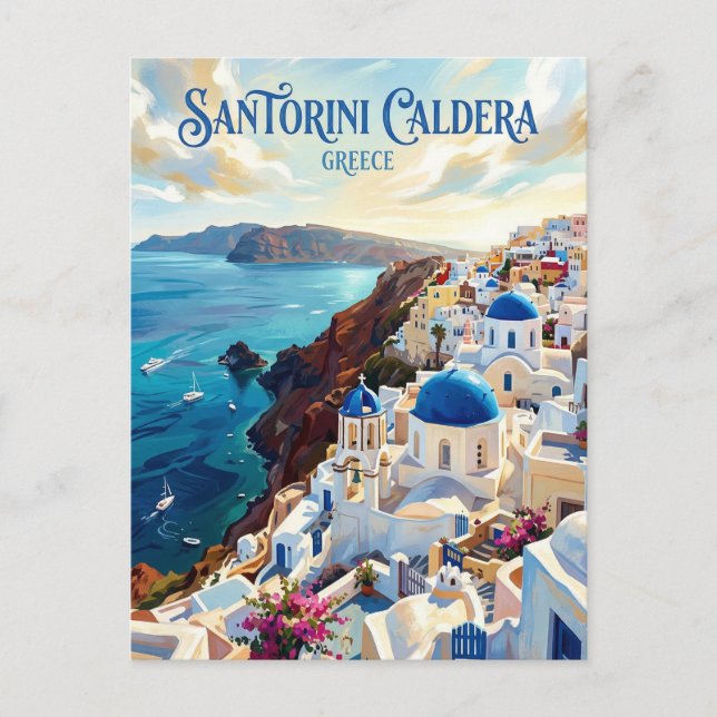 Cartão Postal Caldeira de Santorini Grécia (Frente)