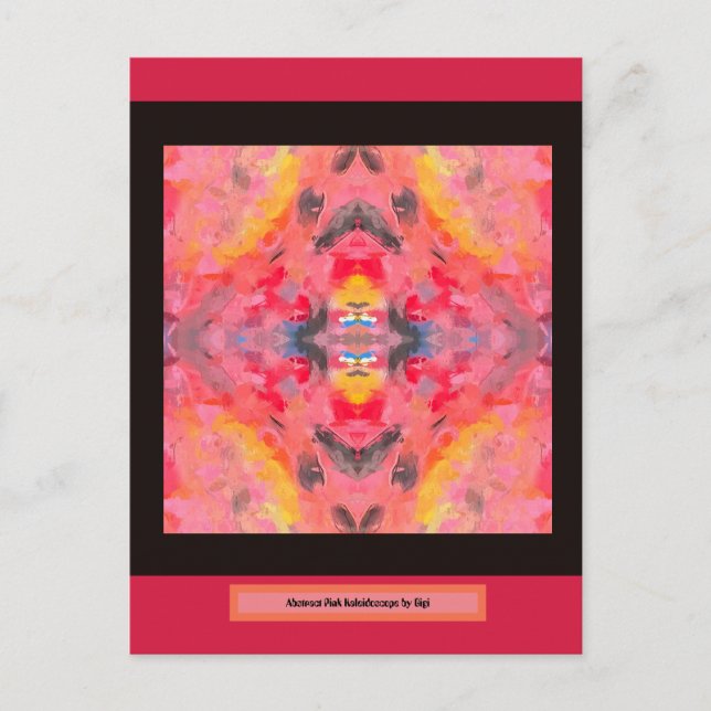 Cartão Postal Caleidoscópio cor-de-rosa abstrato (Frente)