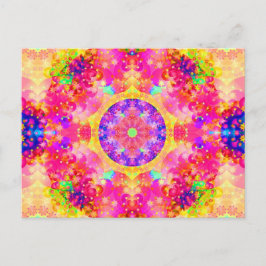 Cartão Postal Caleidoscópio cor-de-rosa e amarelo Fractal