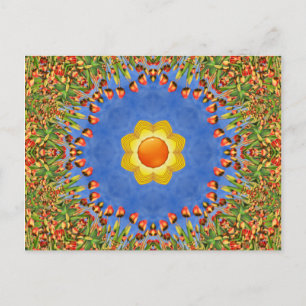 Cartão Postal Caleidoscópio do azul do amarelo alaranjado do