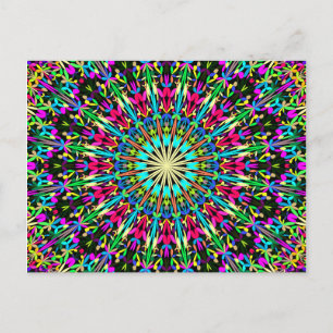 Cartão Postal Caleidoscópio Floral Colorido Mandala
