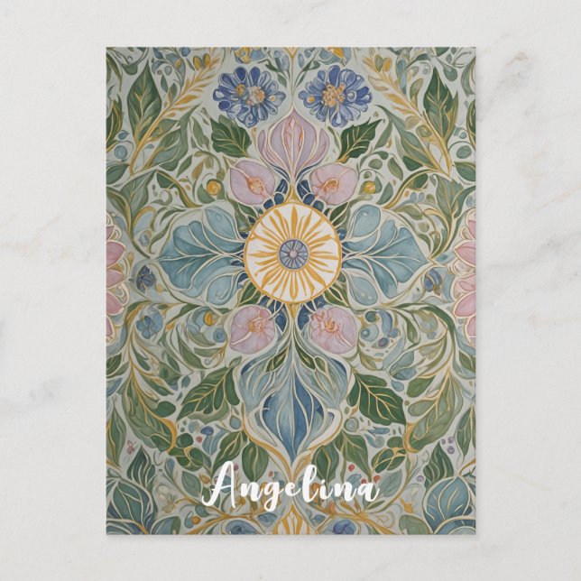 Cartão Postal Caleidoscópio Floral Personalizado (Frente)