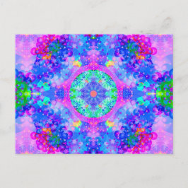 Cartão Postal Caleidoscópio Roxo e Verde Fractal