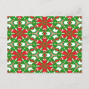 Cartão Postal Caleidoscópio vermelho, verde e branco