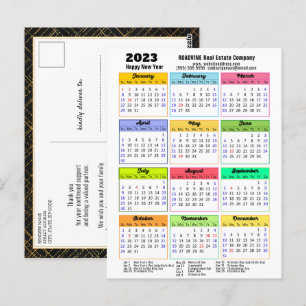 Cartão Postal Calendário 2023 Roteiro Moderno Minimalista Negóci