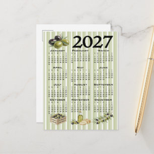 Cartão Postal Calendário 2027, Azeitonas Mediterrâneas, Listras 