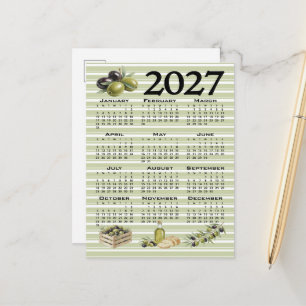 Cartão Postal Calendário 2027, Azeitonas Mediterrâneas, Listras