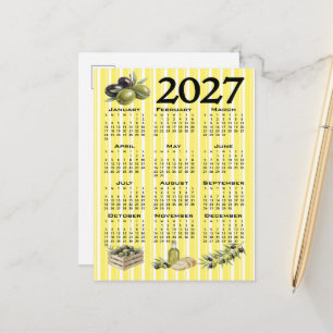 Cartão Postal Calendário 2027, Azeitonas Mediterrâneas Listras A