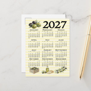 Cartão Postal Calendário 2027, Azeitonas Mediterrâneas Listras A