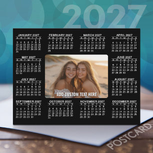 Cartão Postal Calendário 2027 com Foto no Centro - Preto e Branc