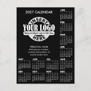 Cartão Postal Calendário 2027 com informações de contato do logo