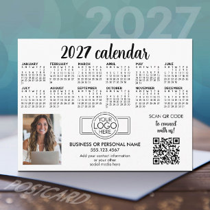 Cartão Postal Calendário 2027 com logotipo, Código QR, Foto Bran