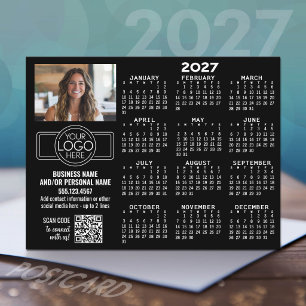 Cartão Postal Calendário 2027 com logotipo, Código QR, Foto PRET
