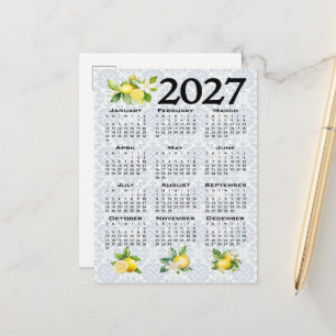 Cartão Postal Calendário 2027, Fretwork Grego, Cosmic Latte em A