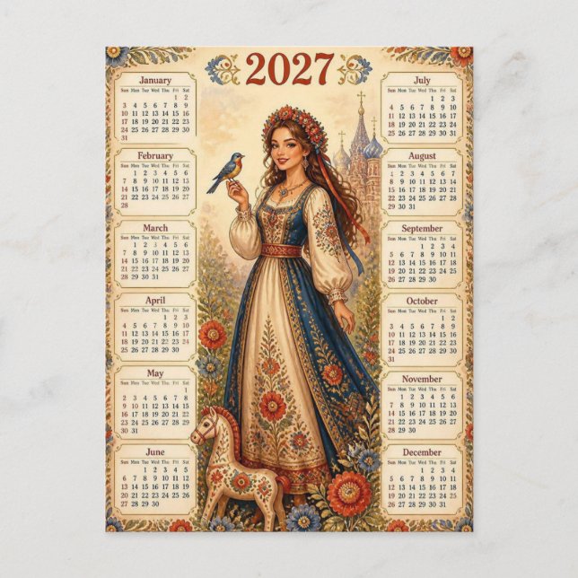 Cartão Postal Calendário 2027 Lindo (Frente)