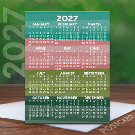 Cartão Postal Calendário 2027 - padrão de faixa abstrata moderna