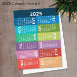 Cartão Postal Calendário - Ano do cheio - meses coloridos e esme<br><div class="desc">Um abstrato moderno, um calendário de 12 meses com cunhas coloridas e um design divertido. Este calendário é um design não tradicional com meses empilhados em blocos coloridos. Um item muito útil e necessário para ser usado no escritório ou em casa. Um olhar colorido e atraente para sua casa, escritório...</div>