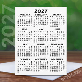 Cartão Postal Calendário Anual 2027 - Mínimo Básico