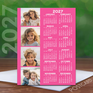 Cartão Postal Calendário com 4 Colagem de Fotos