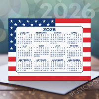 Calendário com Bandeira Americana - Vermelho Branc