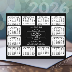 Cartão Postal Calendário com logotipo Informações de Contato
