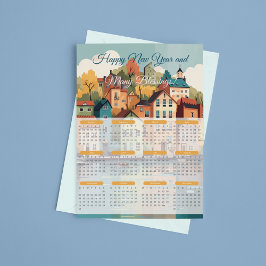 Cartão Postal Calendário da Aldeia Encantadora de 2024