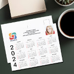 Cartão Postal Calendário da Empresa do Logotipo Comercial Person<br><div class="desc">Este cartão postal do calendário de negócios moderno é personalizado com o nome da sua empresa profissional sob o nome do agente. Este calendário preto e branco minimalista apresenta o logótipo de um lado e fotografias personalizadas do outro. Cartões postais de marketing contemporâneos para uma empresa em 2024. Os dias...</div>