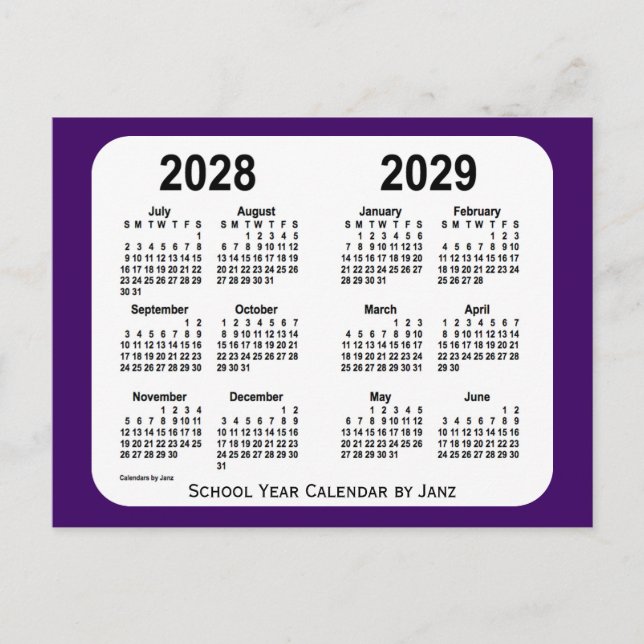 Cartão Postal Calendário de 2028-2029 da Mini Escola Púrpura 202 (Frente)