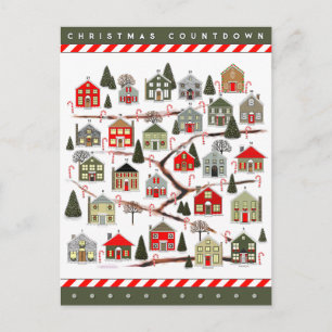 Cartão Postal Calendário de Advento Contagem Regressiva de Natal