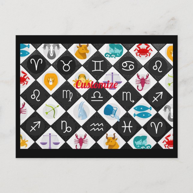 Cartão Postal Calendário de Astrologia de Sinal Sun Zodiac Thund (Frente)