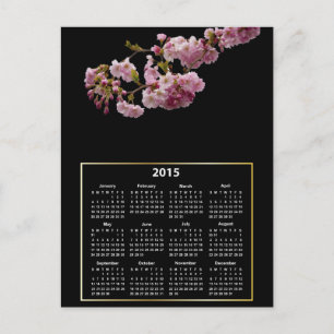 Cartão Postal Calendário de Cherry Blossom Branch 2015