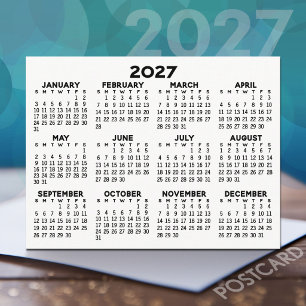Cartão Postal Calendário de Exibição de Ano de cheio - Preto hor