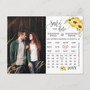 Cartão Postal Calendário de fotos para salvar a data girassóis c