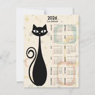 Cartão Postal Calendário de Meio século de Gato Negro Atômico 20