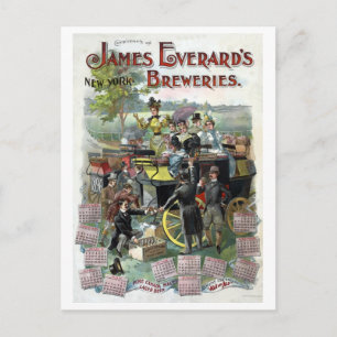 Cartão Postal Calendário de Nova Iorque para Vintage Restaurado