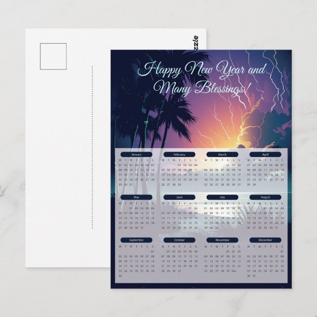 Cartão Postal Calendário de Thunder e Lightning 2024 (Frente/Verso)