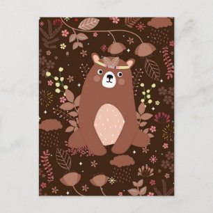 Cartão Postal Calendário de Urso Fofo