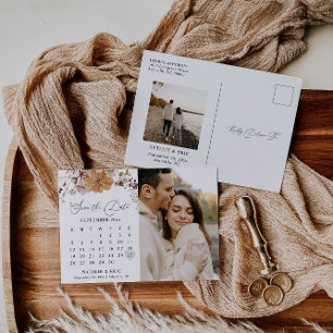 Cartão Postal Calendário do casamento outono Salvar o Cartão-Pos