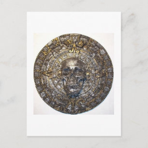 Cartão Postal Calendário do Guerreiro do Crânio Aztec/Mayan
