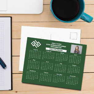 Cartão Postal Calendário Empresarial Personalizado Verde 2027 da