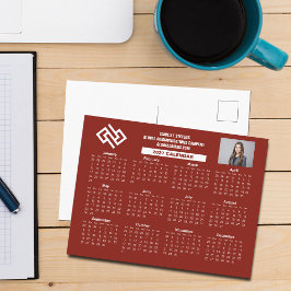 Cartão Postal Calendário Empresarial Personalizado Vermelho 2027